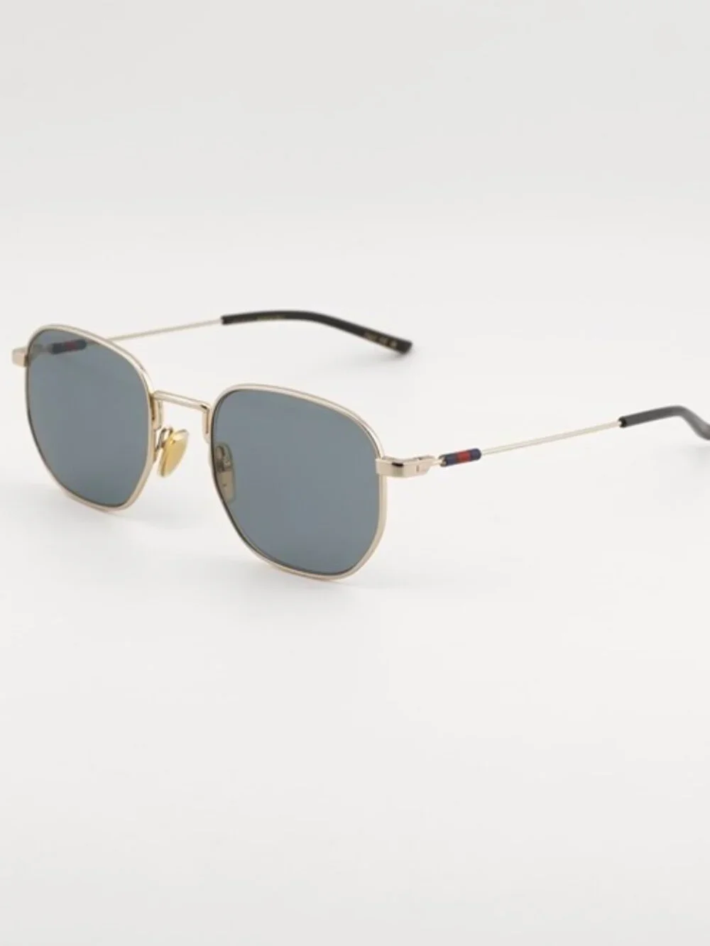 Gucci GG2095S 003 Sunglasses Gold Square Frame, Grey Lenses